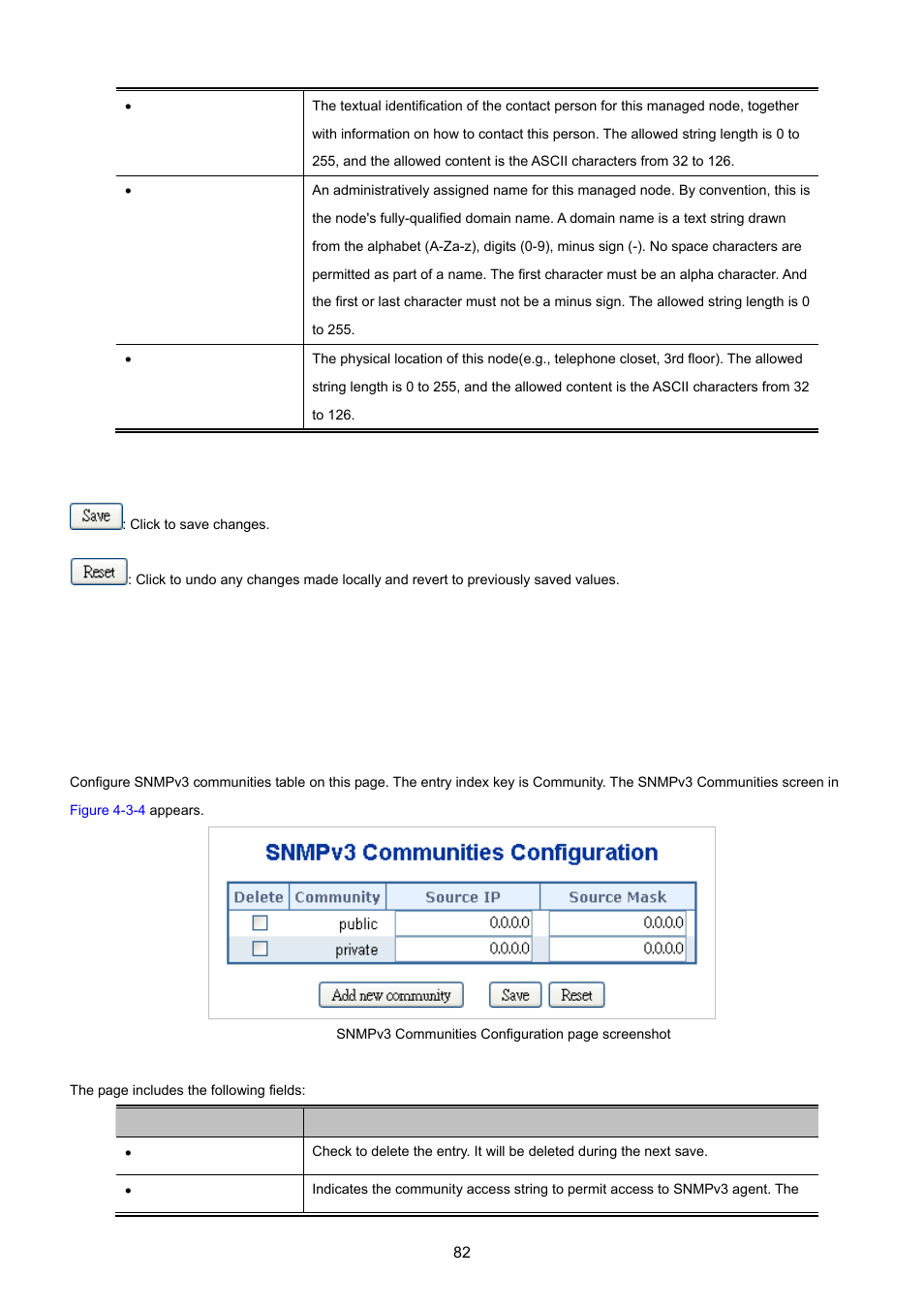 4 snmpv3 configuration, 1 snmpv3 communities | PLANET WGSD-10020 User Manual | Page 82 / 557