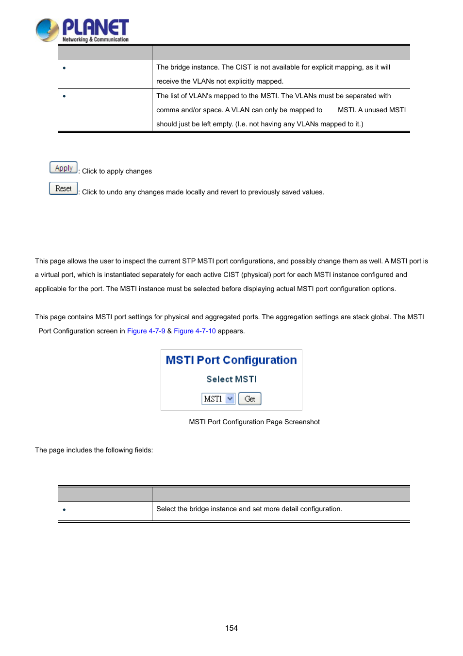 7 msti ports configuration | PLANET WGSD-10020 User Manual | Page 154 / 373