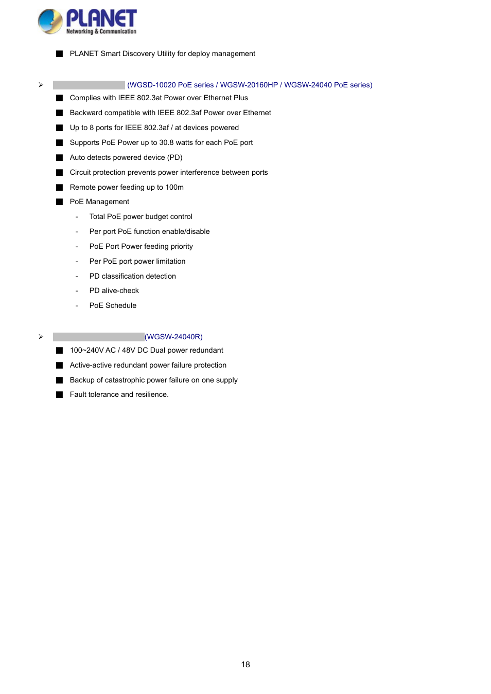PLANET WGSD-10020 User Manual | Page 18 / 373