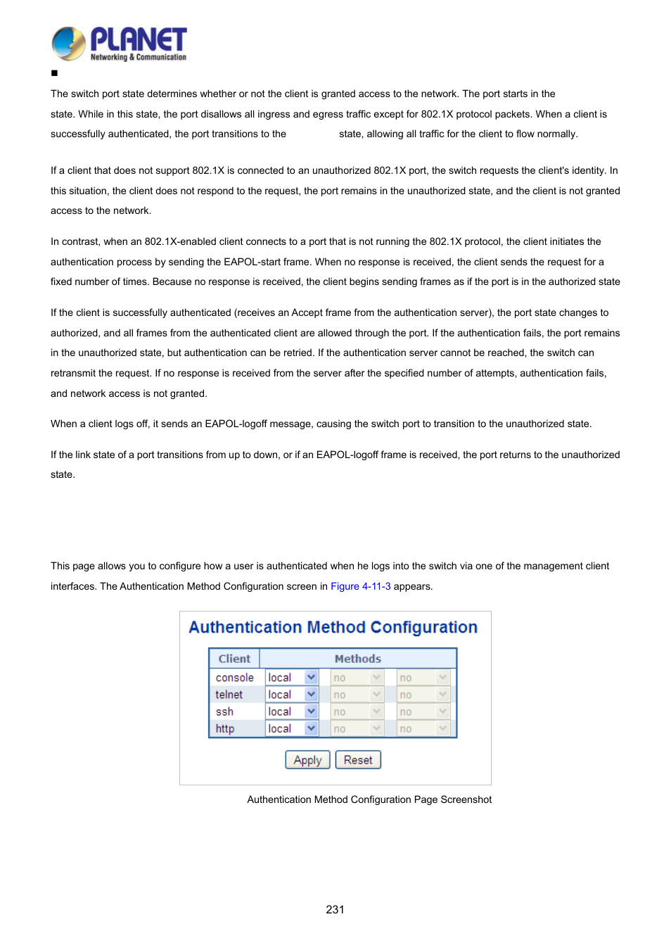 2 authentication configuration | PLANET WGSD-10020 User Manual | Page 231 / 373