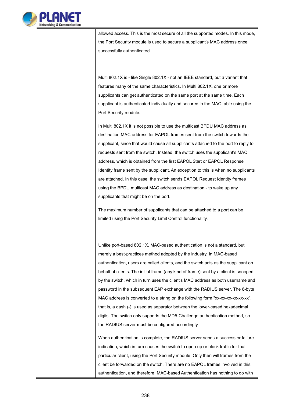 PLANET WGSD-10020 User Manual | Page 238 / 373