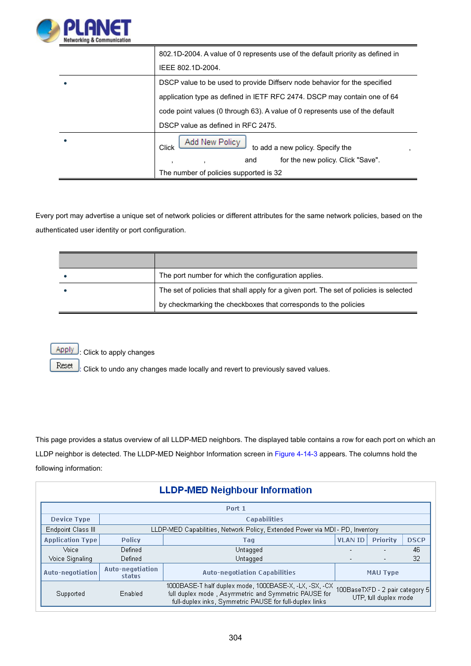 4 lldp-med neighbor | PLANET WGSD-10020 User Manual | Page 304 / 373