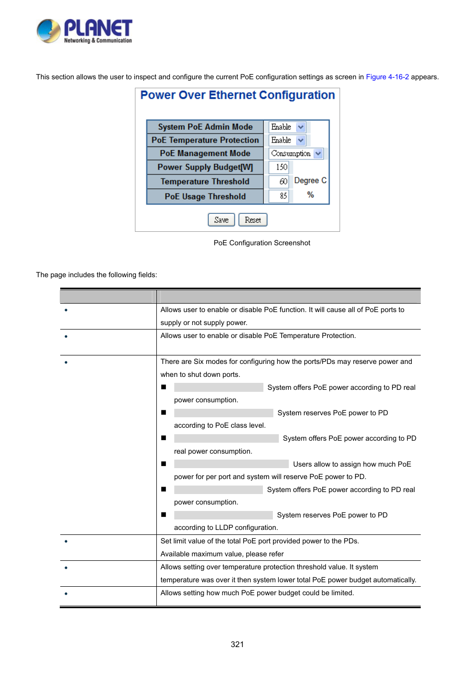 3 power over ethernet configuration | PLANET WGSD-10020 User Manual | Page 321 / 373