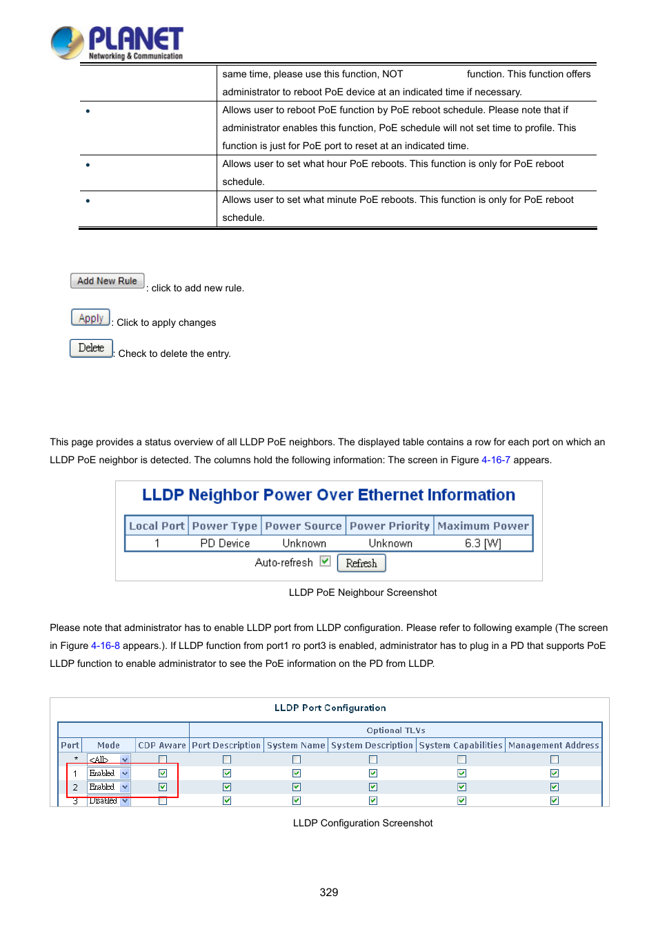 8 lldp poe neighbours | PLANET WGSD-10020 User Manual | Page 329 / 373