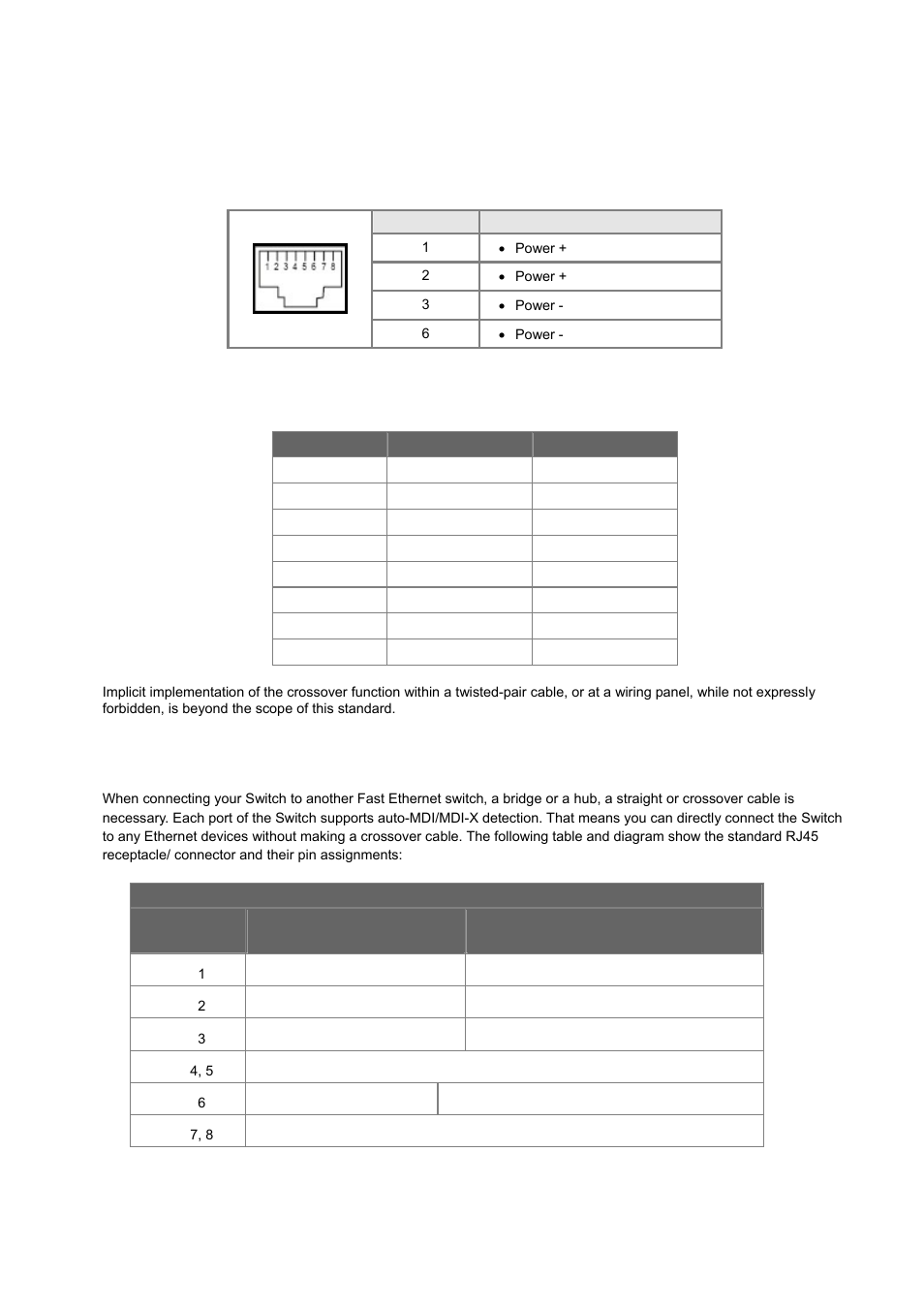 Appendix a: networking connection, A.1 poe rj45 port pin assignments, A.3 10/100mbps, 10/100base-tx | PLANET WGSD-10020 User Manual | Page 351 / 373