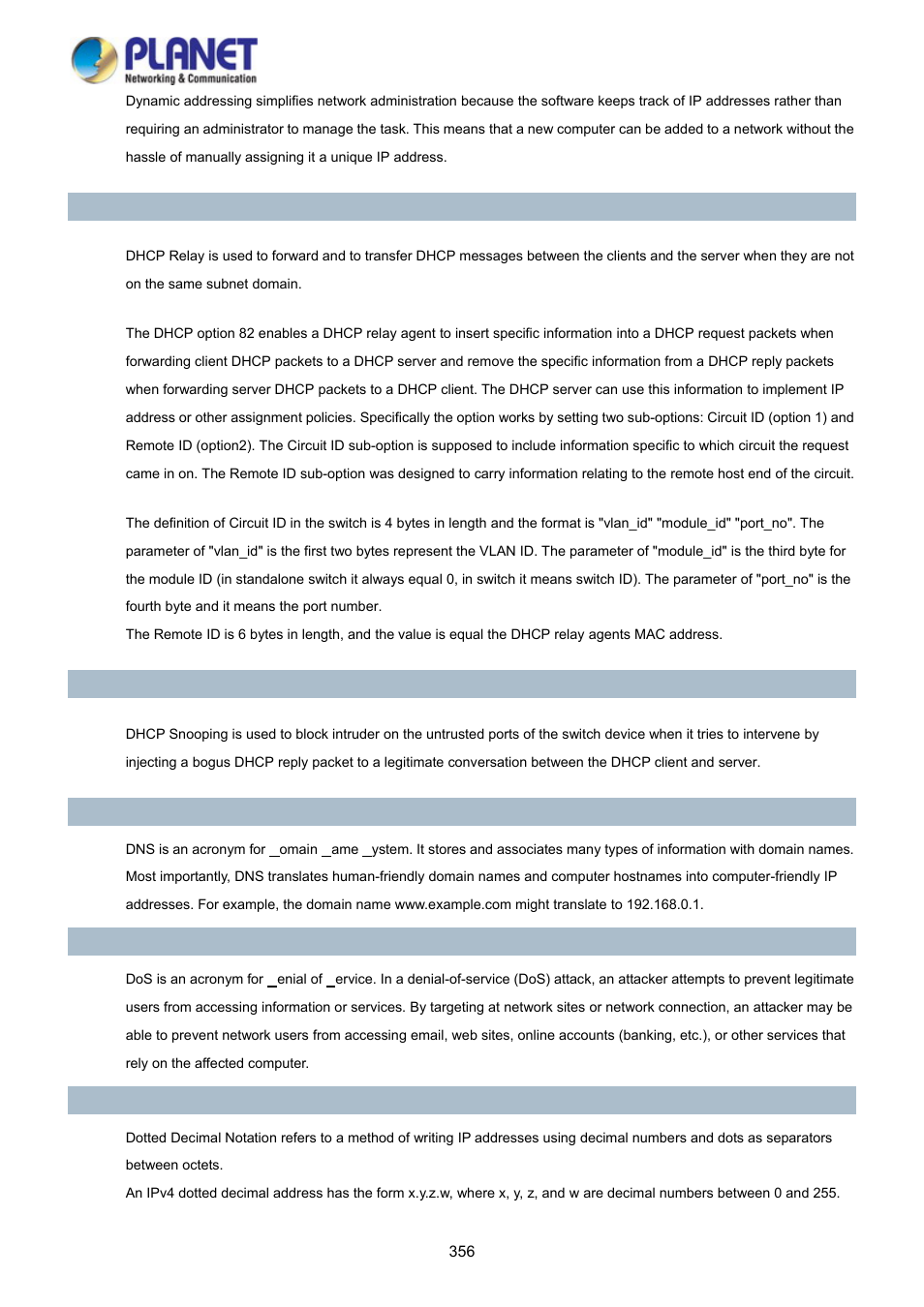 PLANET WGSD-10020 User Manual | Page 356 / 373