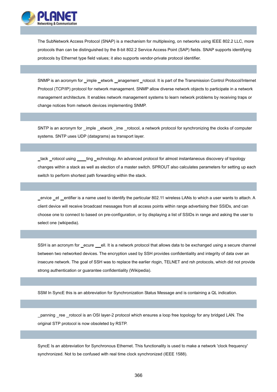 PLANET WGSD-10020 User Manual | Page 366 / 373