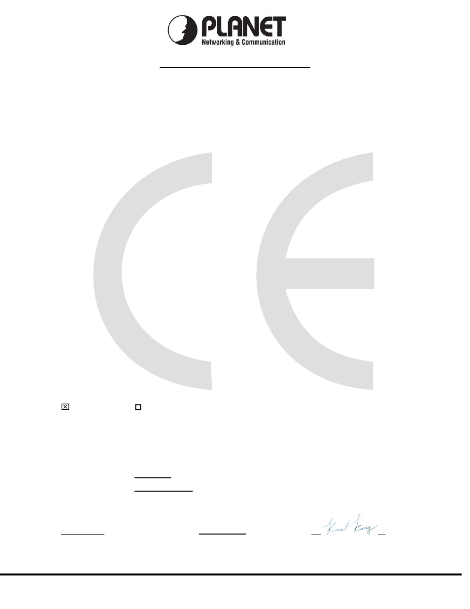 Ec declaration of conformity, Planet technology corporation | PLANET WGSD-10020 User Manual | Page 371 / 373