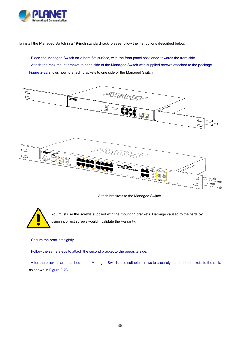 2 rack mounting | PLANET WGSD-10020 User Manual | Page 38 / 373