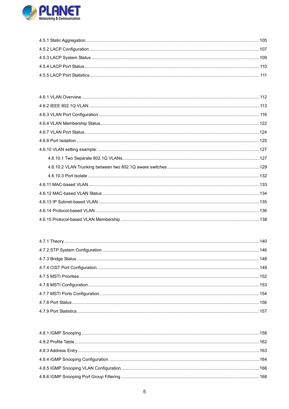 PLANET WGSD-10020 User Manual | Page 5 / 373