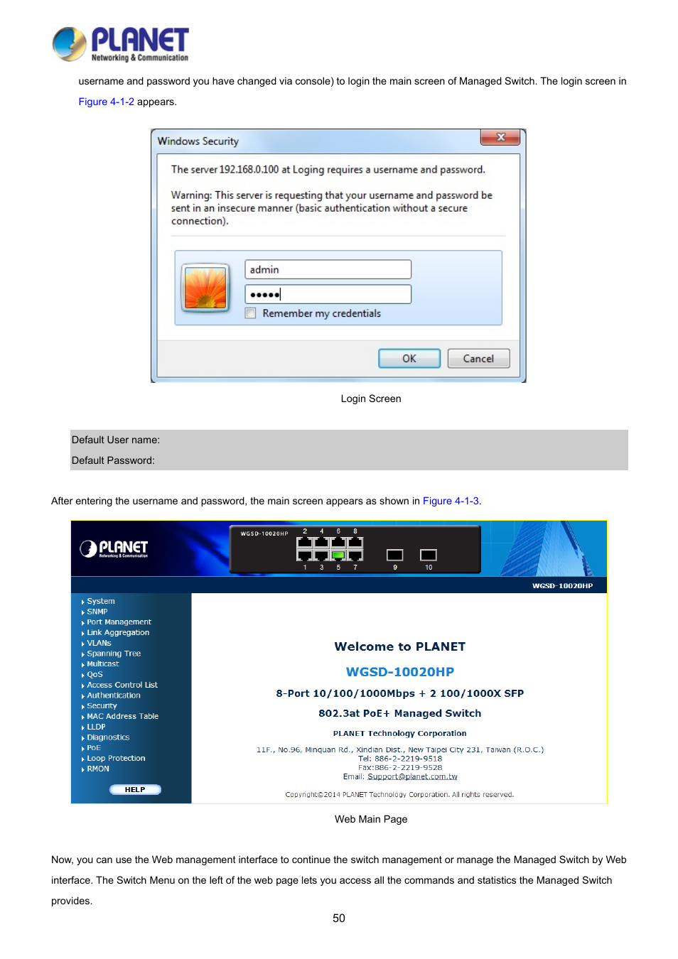 PLANET WGSD-10020 User Manual | Page 50 / 373
