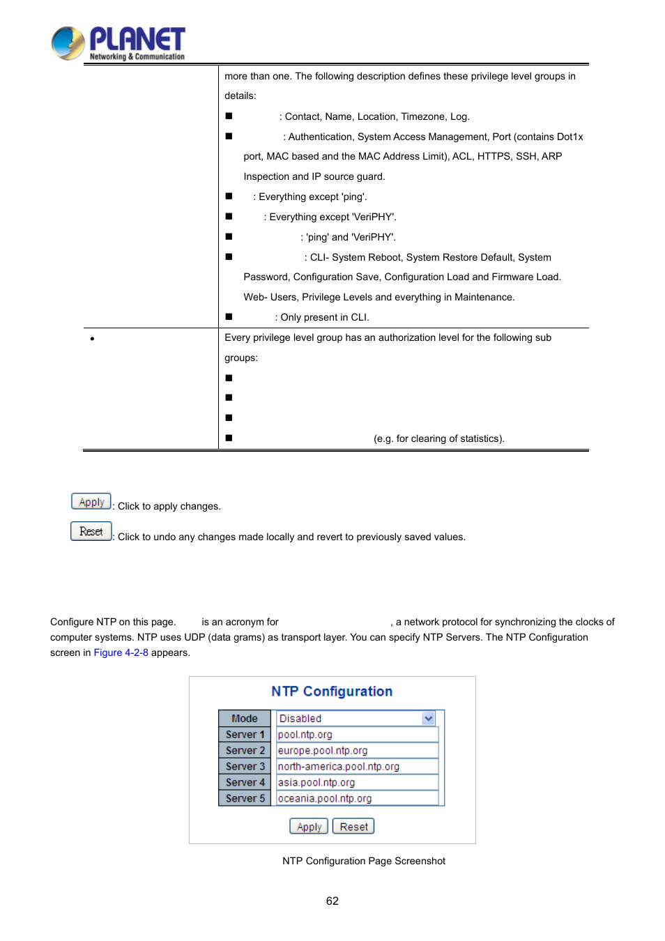 6 ntp configuration | PLANET WGSD-10020 User Manual | Page 62 / 373