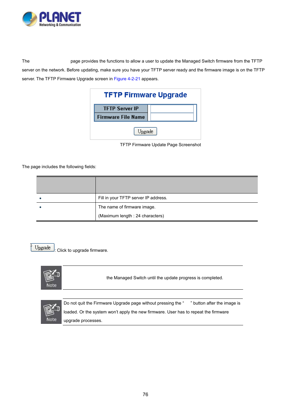 17 tftp firmware upgrade | PLANET WGSD-10020 User Manual | Page 76 / 373