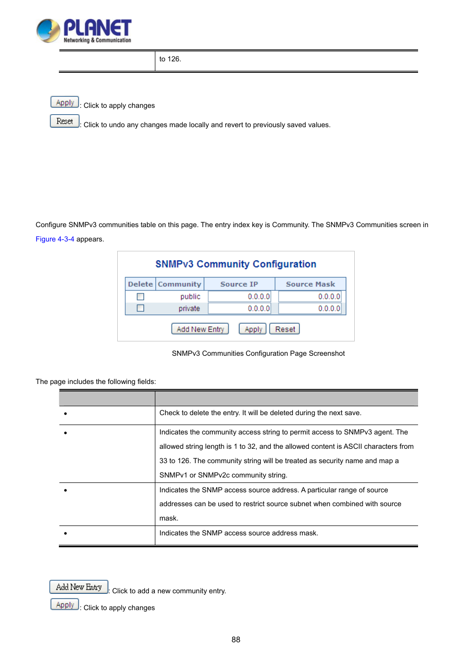 5 snmpv3 configuration, 1 snmpv3 communities | PLANET WGSD-10020 User Manual | Page 88 / 373
