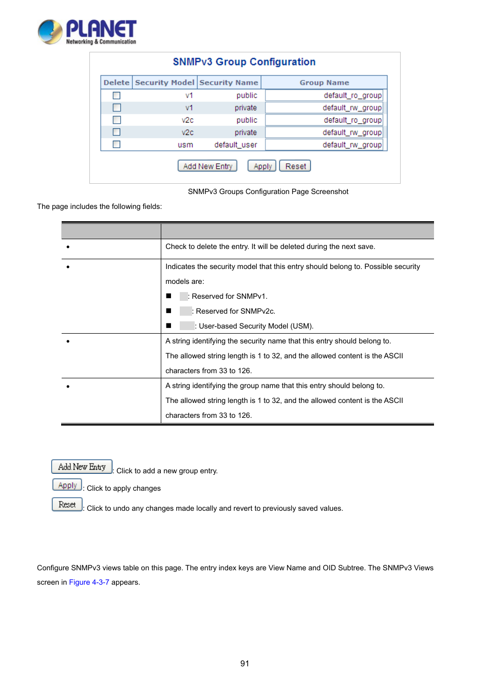 4 snmpv3 views | PLANET WGSD-10020 User Manual | Page 91 / 373