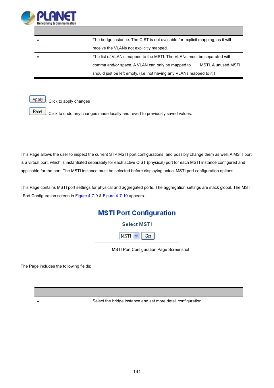 7 msti ports configuration | PLANET WGSD-10020HP User Manual | Page 141 / 358