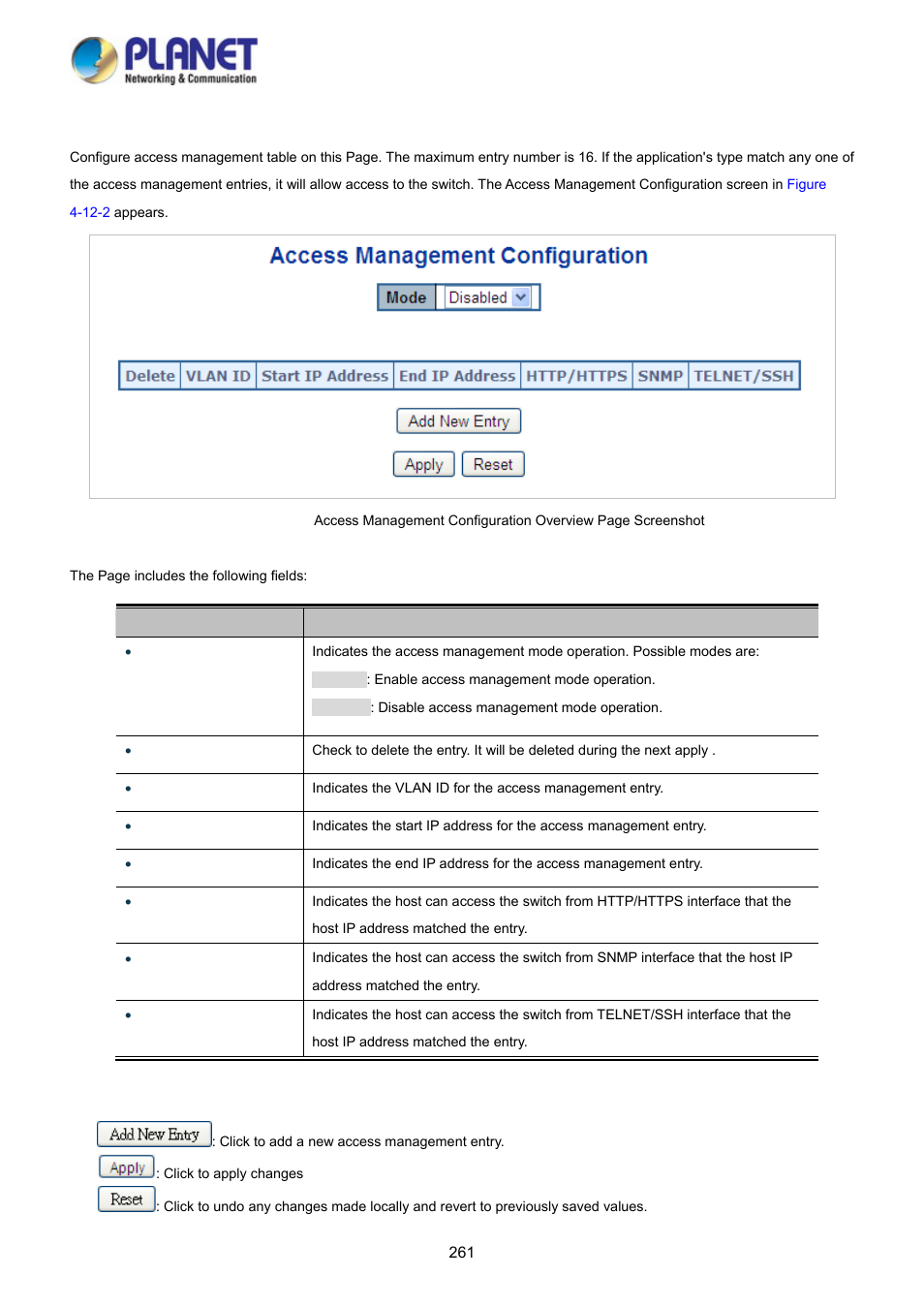 2 access management | PLANET WGSD-10020HP User Manual | Page 261 / 358