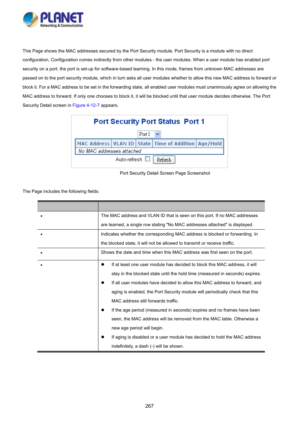 7 port security detail | PLANET WGSD-10020HP User Manual | Page 267 / 358