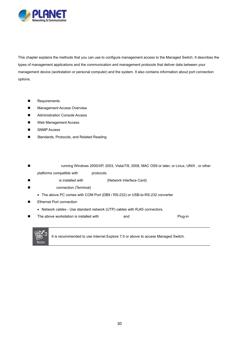 Switch management, 1 requirements | PLANET WGSD-10020HP User Manual | Page 30 / 358