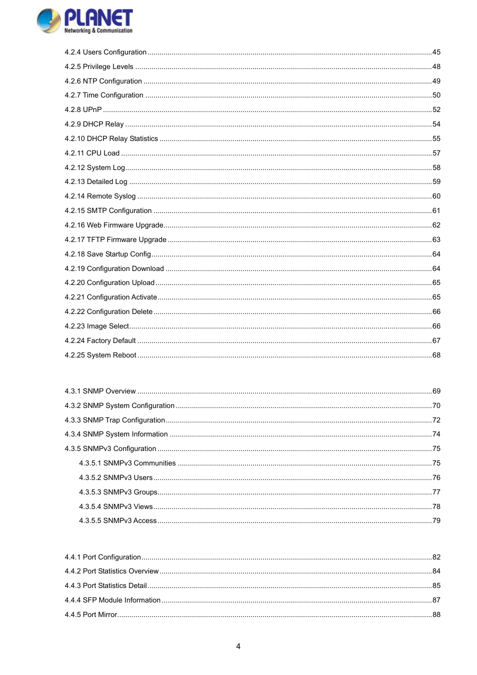 PLANET WGSD-10020HP User Manual | Page 4 / 358