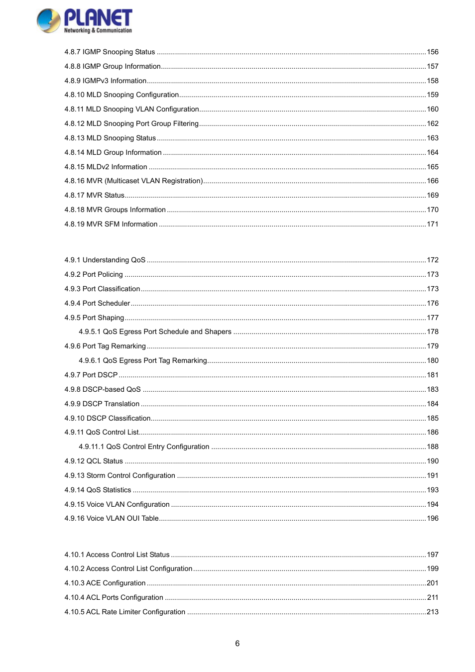 PLANET WGSD-10020HP User Manual | Page 6 / 358