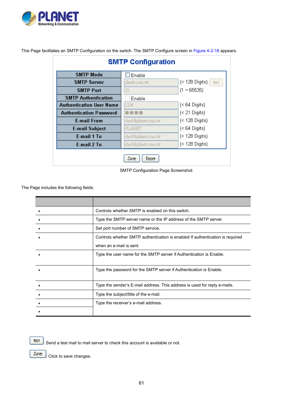 15 smtp configuration | PLANET WGSD-10020HP User Manual | Page 61 / 358