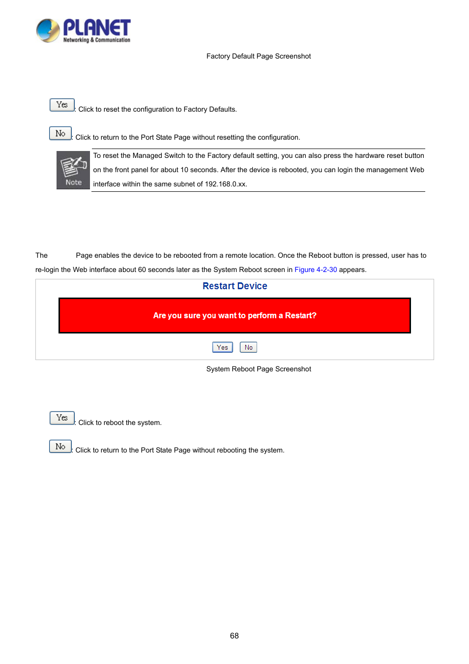 25 system reboot | PLANET WGSD-10020HP User Manual | Page 68 / 358