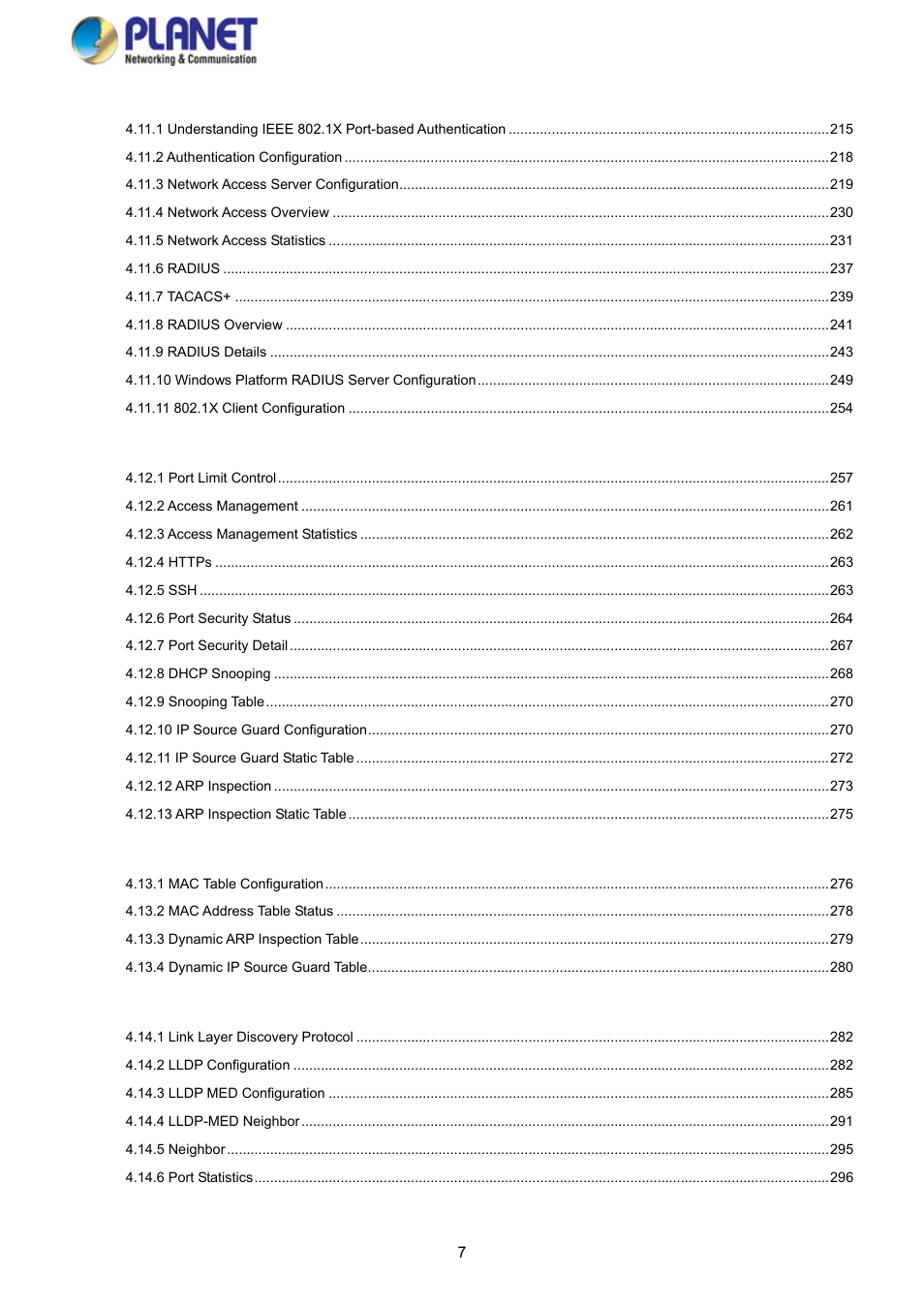PLANET WGSD-10020HP User Manual | Page 7 / 358