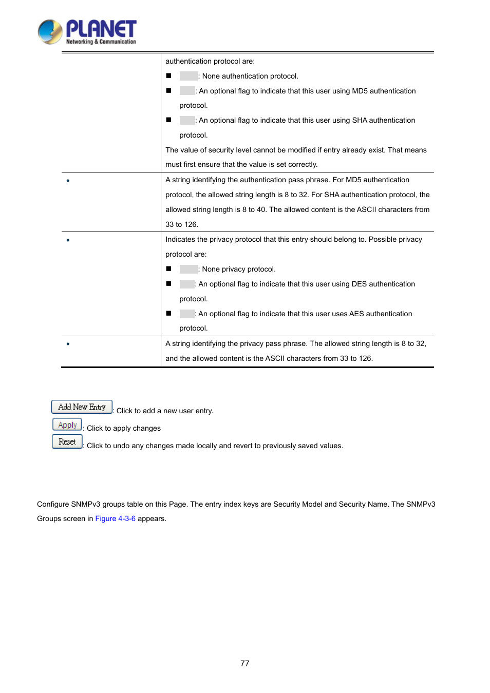 3 snmpv3 groups | PLANET WGSD-10020HP User Manual | Page 77 / 358