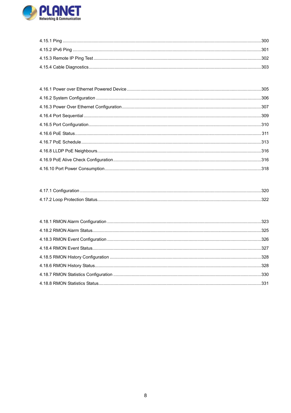 PLANET WGSD-10020HP User Manual | Page 8 / 358