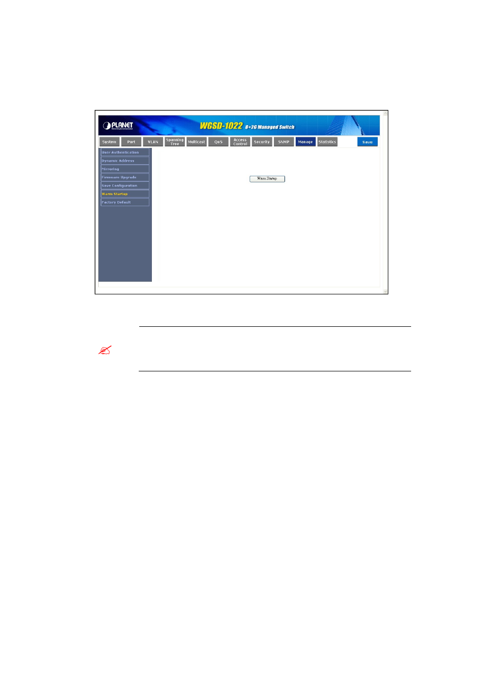 6 warm startup | PLANET WGSD-1022 User Manual | Page 110 / 355