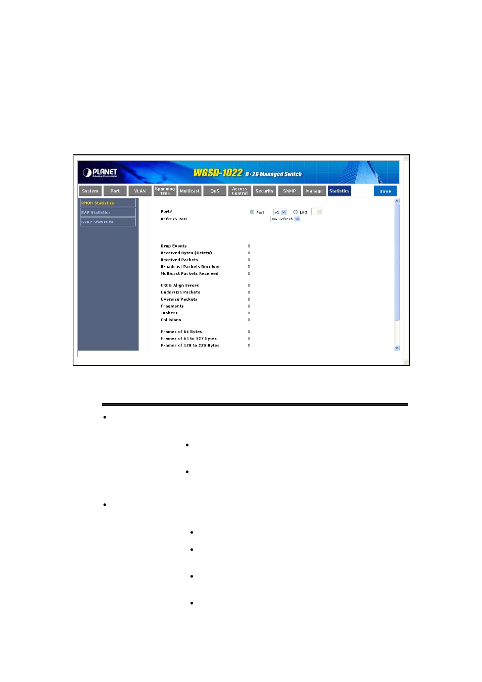 12 statistics, 1 rmon statistic | PLANET WGSD-1022 User Manual | Page 112 / 355