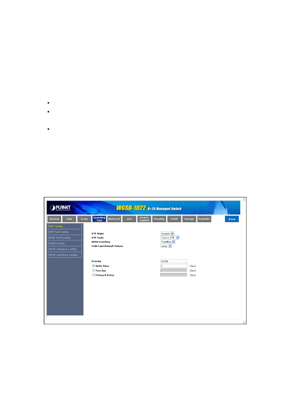 Spanning tree, 1 stp config | PLANET WGSD-1022 User Manual | Page 50 / 355