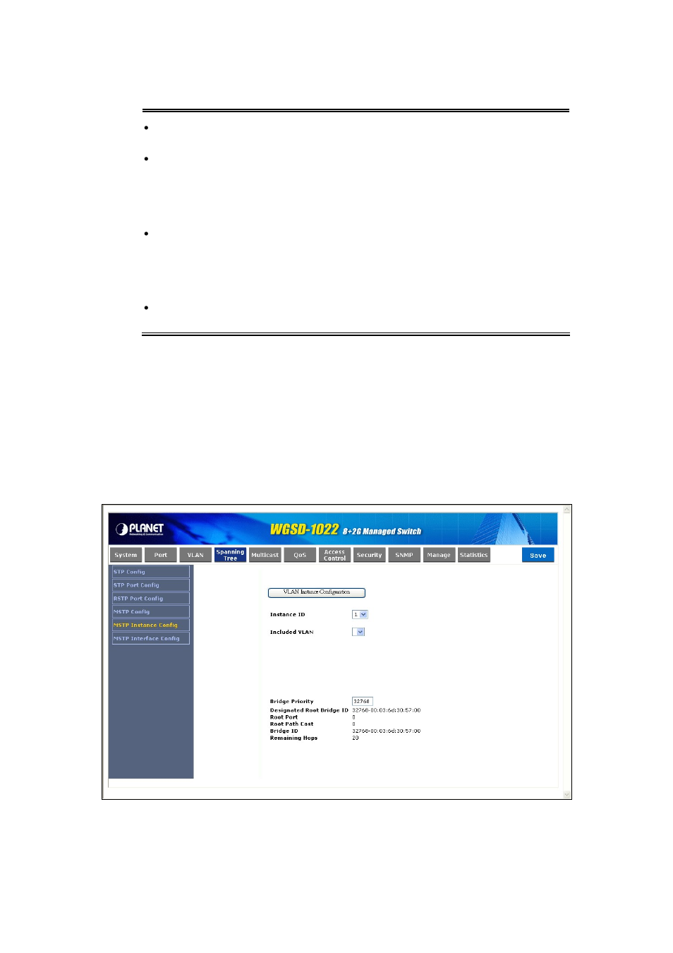 5 mstp instance config | PLANET WGSD-1022 User Manual | Page 57 / 355