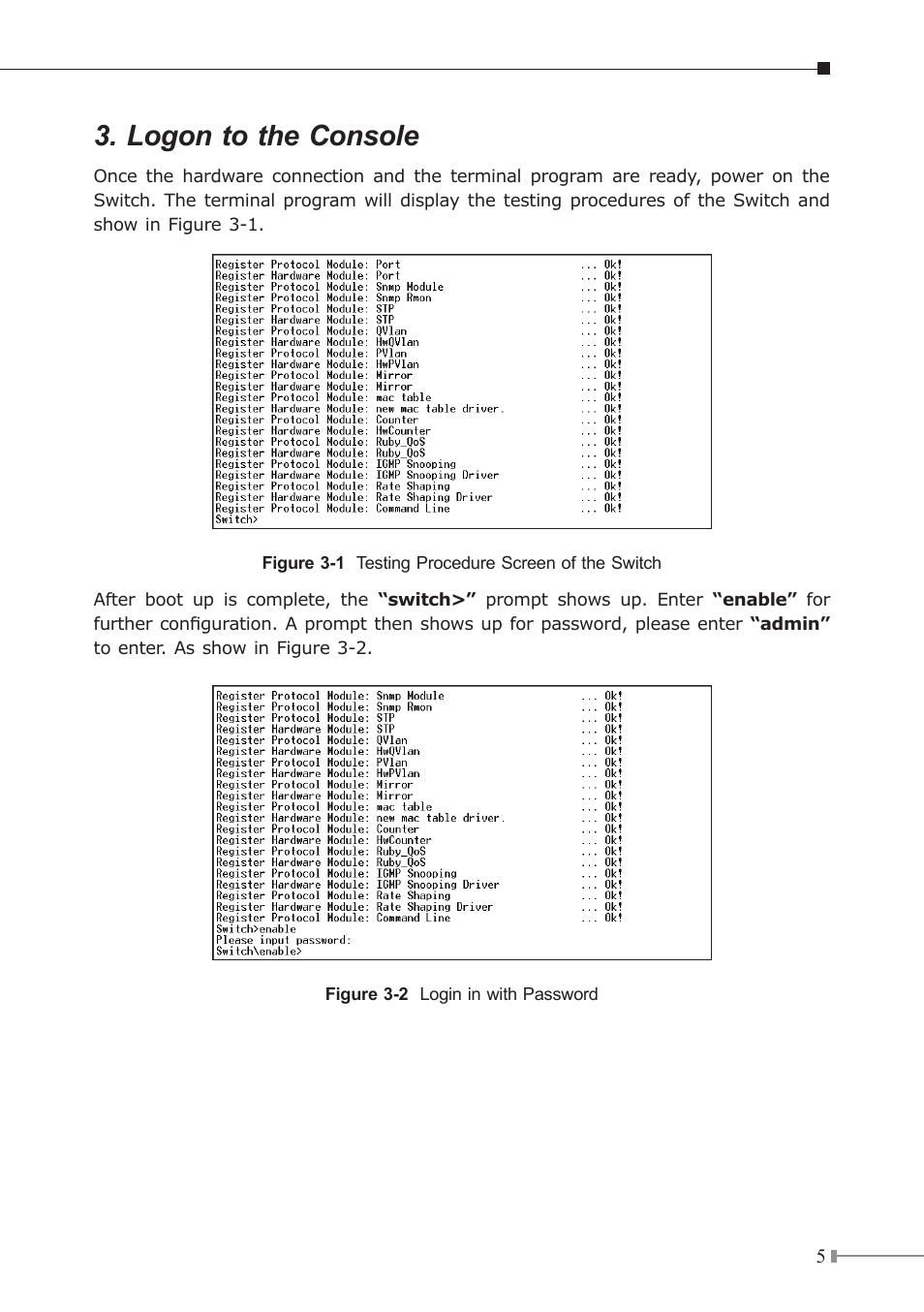 Logon to the console | PLANET WGSD-1022C User Manual | Page 5 / 8