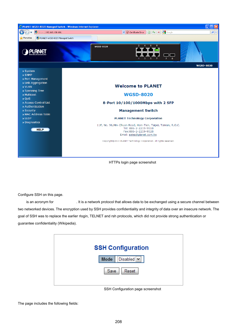 4 ssh | PLANET WGSD-8020 User Manual | Page 208 / 373