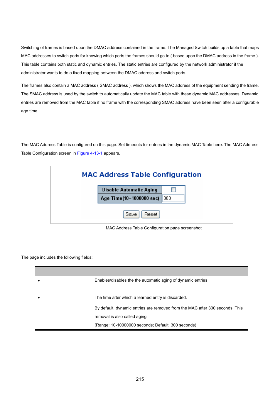 13 address table, 1 mac address table configuration | PLANET WGSD-8020 User Manual | Page 215 / 373