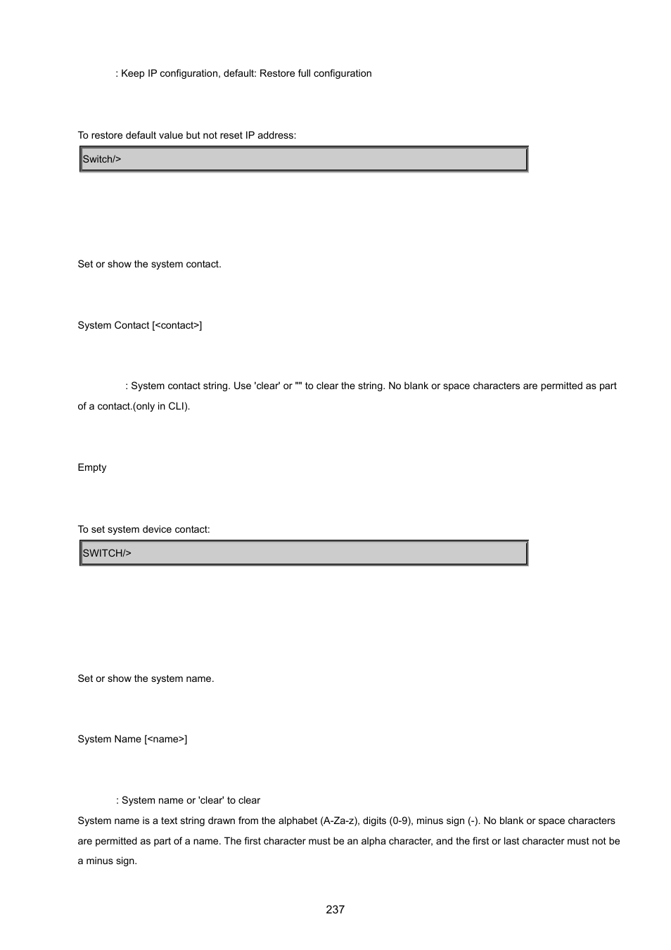 System contact, System name | PLANET WGSD-8020 User Manual | Page 237 / 373