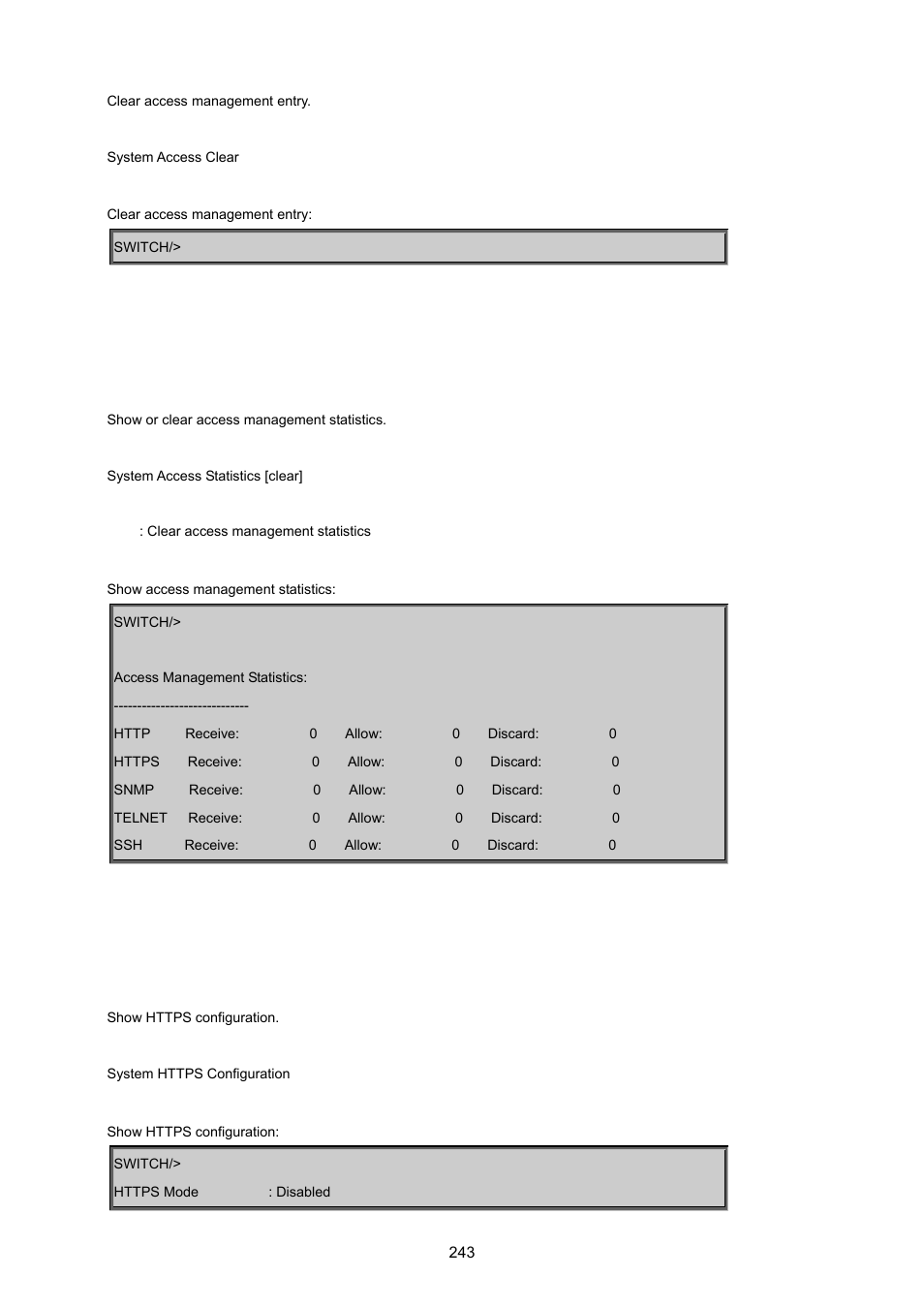 System access statistics, System https configuration | PLANET WGSD-8020 User Manual | Page 243 / 373
