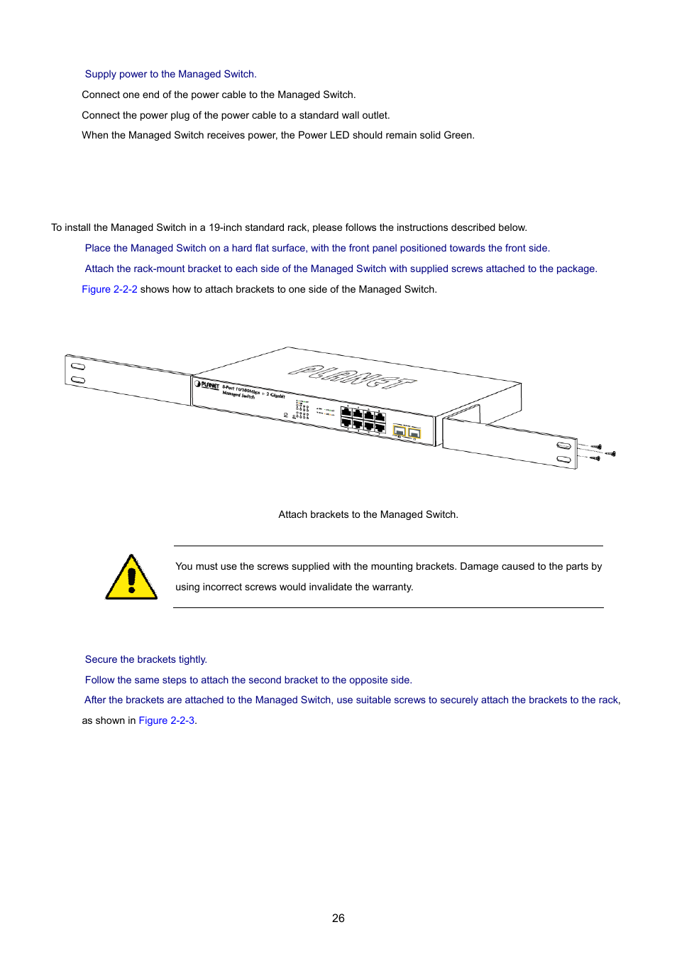 2 rack mounting | PLANET WGSD-8020 User Manual | Page 26 / 373
