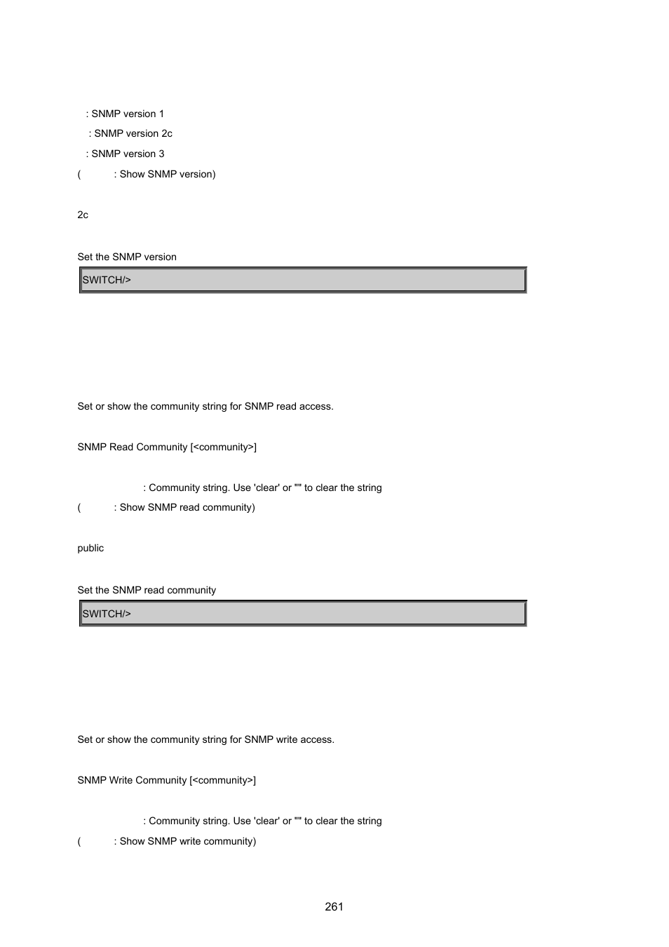 Snmp read community, Snmp write community | PLANET WGSD-8020 User Manual | Page 261 / 373