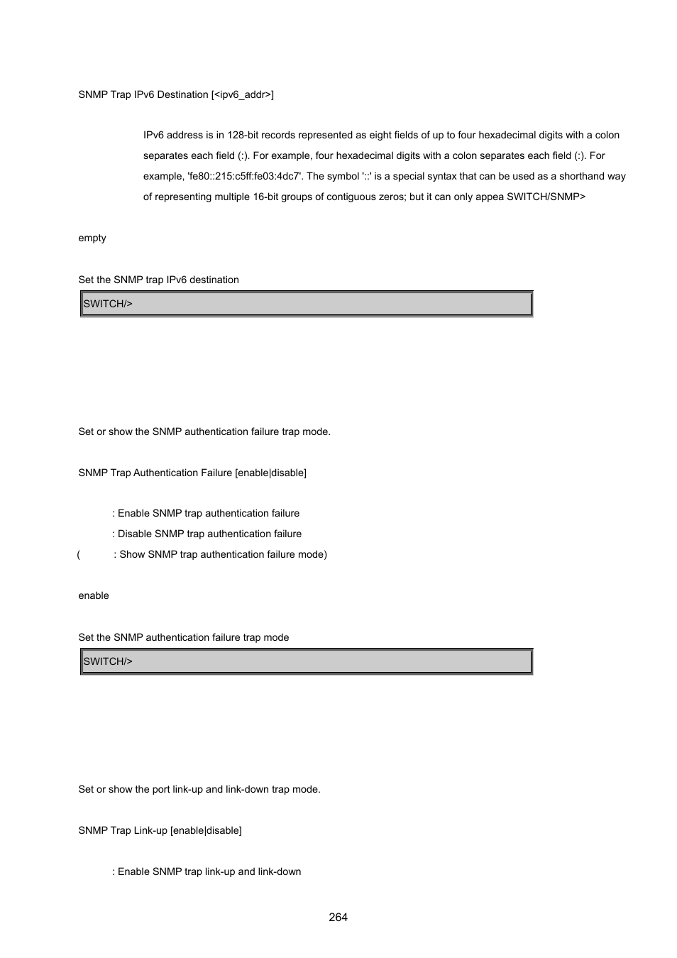 Snmp trap authentication faulure, Snmp trap link-up | PLANET WGSD-8020 User Manual | Page 264 / 373