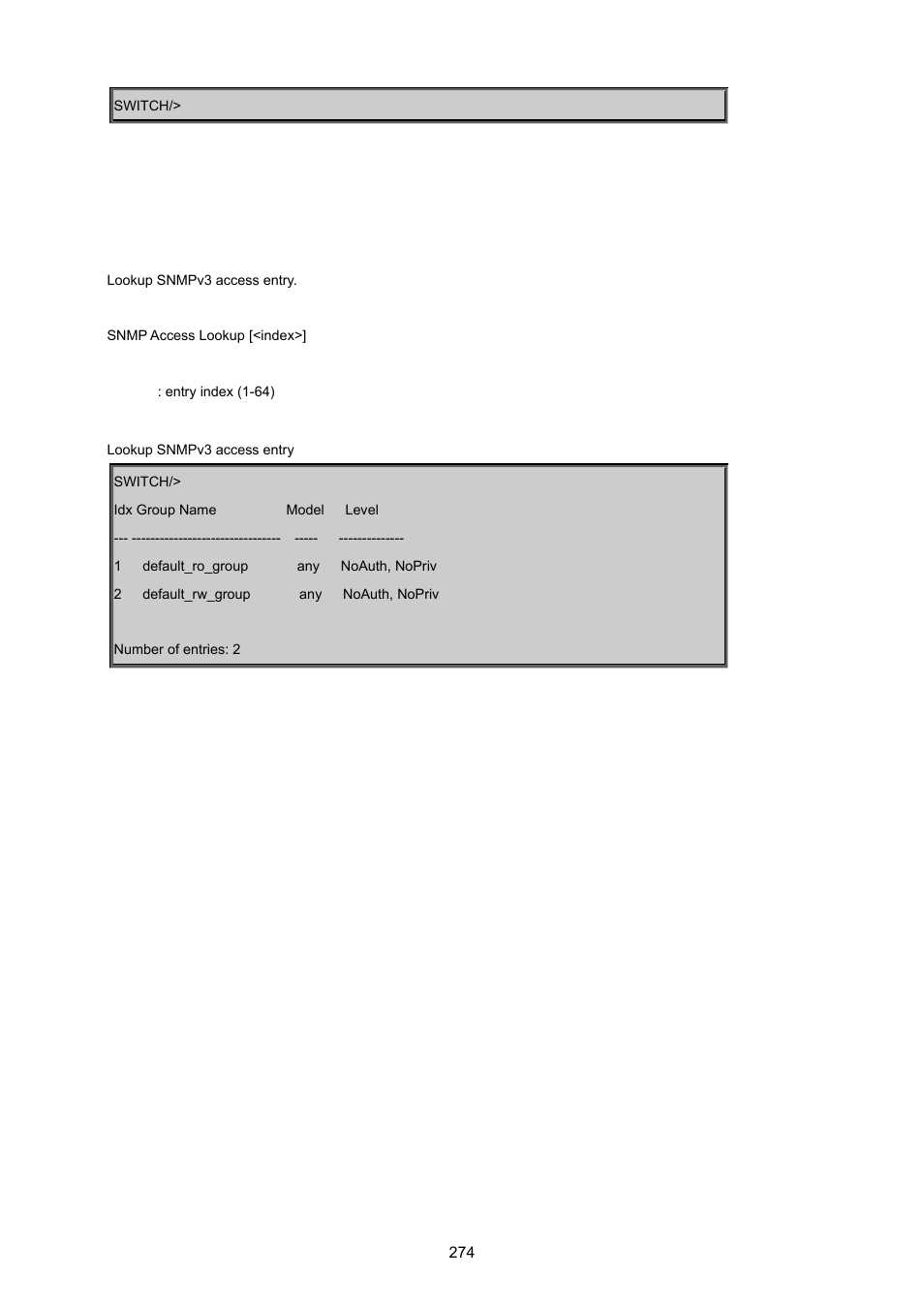 Snmp access lookup | PLANET WGSD-8020 User Manual | Page 274 / 373