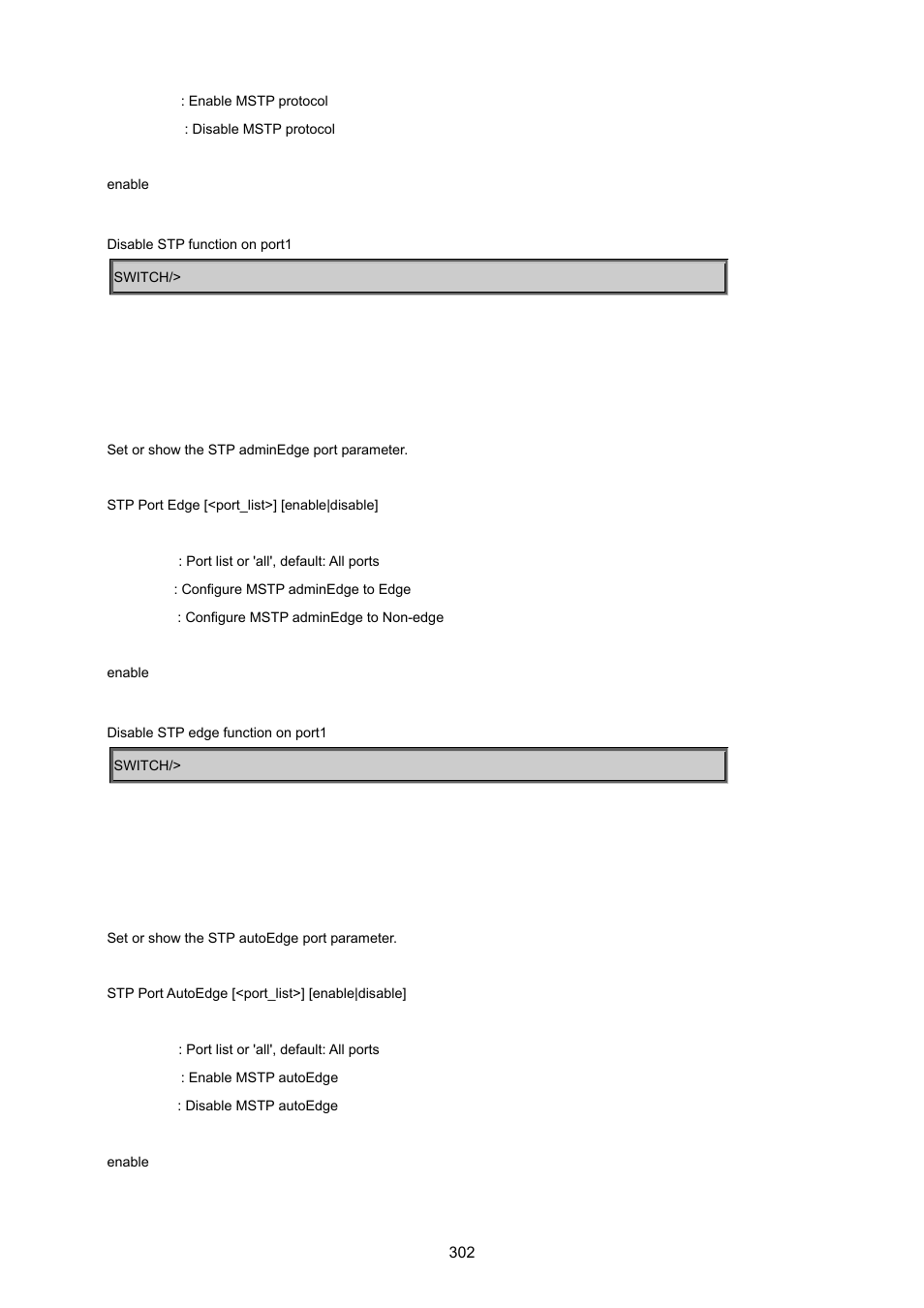 Stp port edge, Stp port auto edge | PLANET WGSD-8020 User Manual | Page 302 / 373