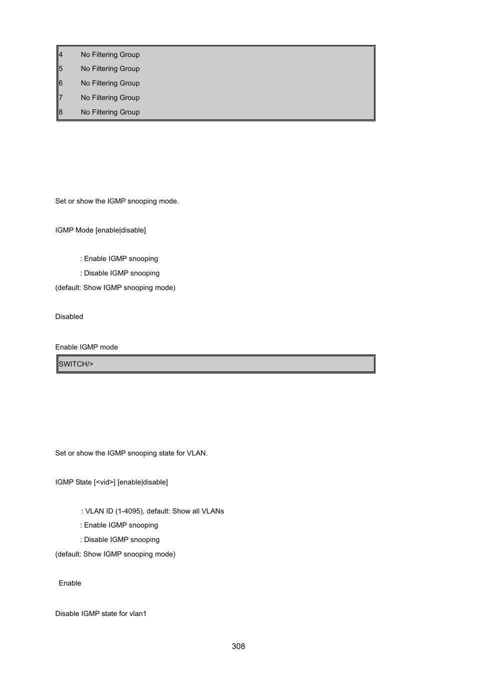 Igmp mode, Igmp state | PLANET WGSD-8020 User Manual | Page 308 / 373