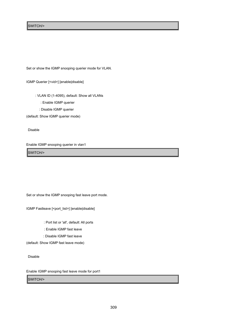 Igmp querier, Igmp fast leave | PLANET WGSD-8020 User Manual | Page 309 / 373