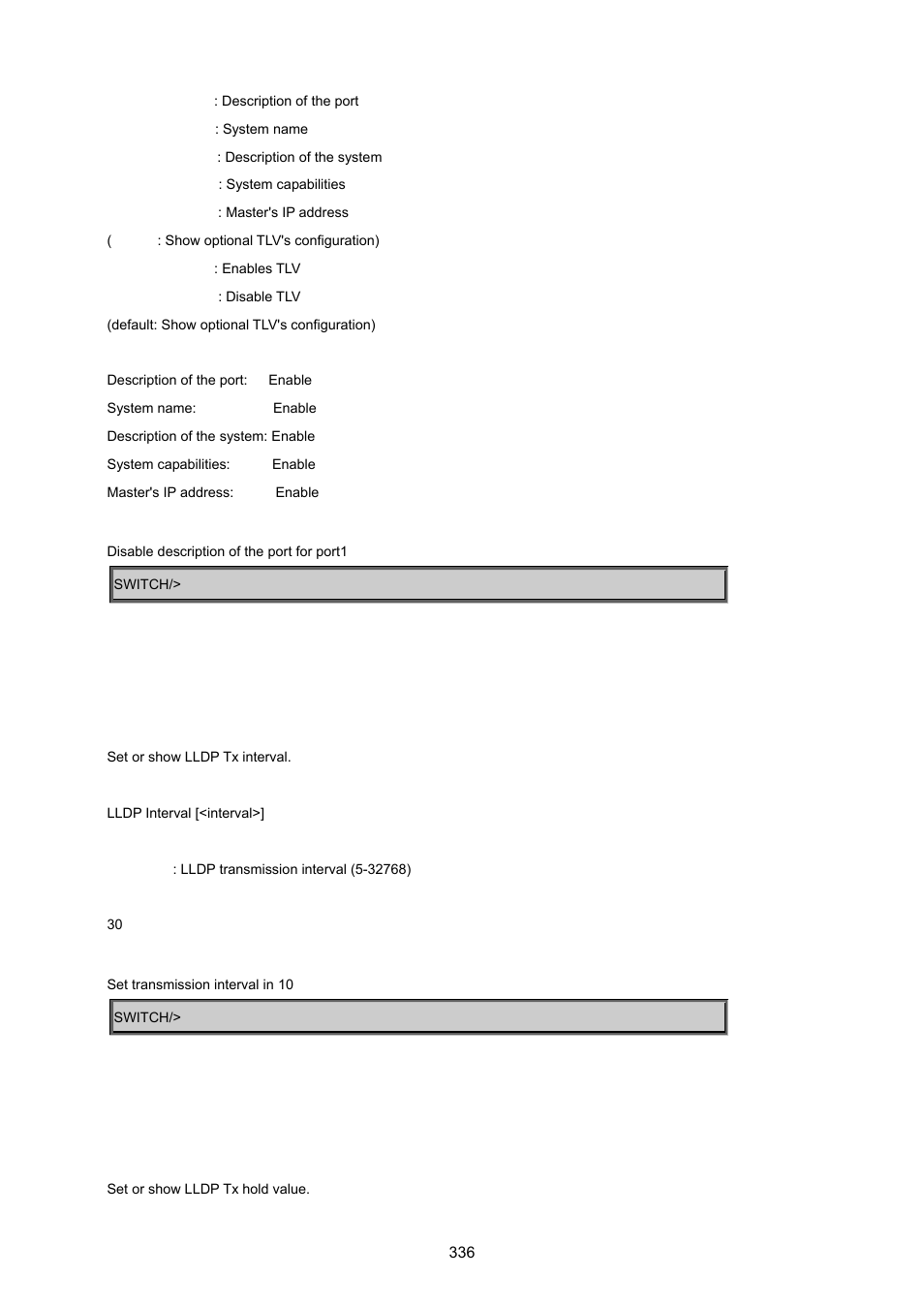 Lldp interval, Lldp hold | PLANET WGSD-8020 User Manual | Page 336 / 373
