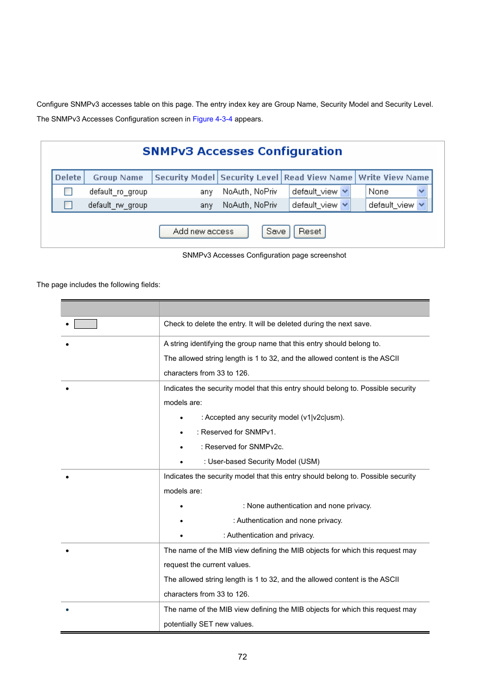 5 snmpv3 configuration, 1 snmpv3 accesses configuration | PLANET WGSD-8020 User Manual | Page 72 / 373