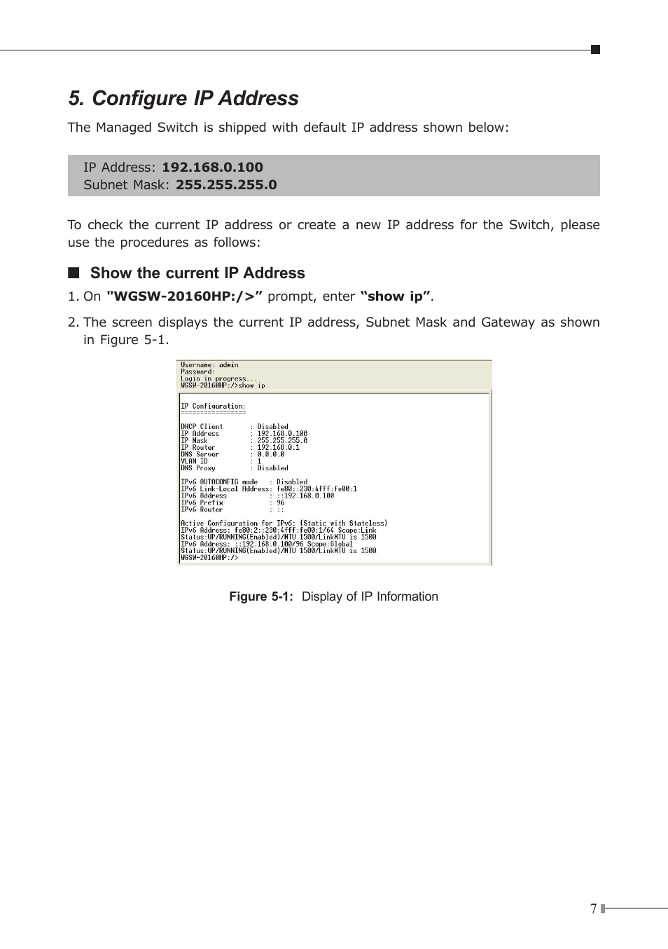 Configure ip address | PLANET WGSW-20160HP User Manual | Page 7 / 12