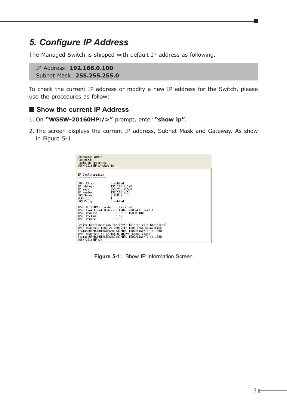 Configure ip address | PLANET WGSW-20160HP User Manual | Page 7 / 12